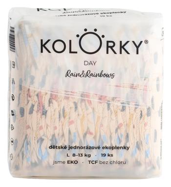 KOLORKY DAY Plienky jednorazové eko, dážď&dúhy L (8-13 kg) 19 ks