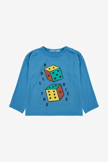 Detské bavlnené tričko s dlhým rukávom Bobo Choses Roll The Dice modrá farba, s potlačou, 225AB036