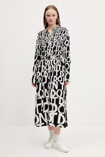 Šaty Desigual TRIPOLI čierna farba, midi, oversize, 25SWVW40