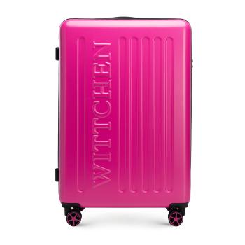 Veľký ABS kufor s vyrazeným logom fuchsia 56-3A-503-34