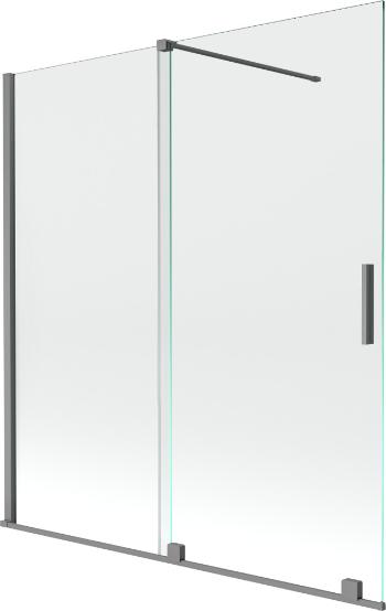 MEXEN/S - Velár dvojkrídlová posuvná vaňová zástena 150 x 150 cm, transparent, grafit metal 896-150-000-01-95