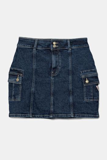 Dievčenská rifľová sukňa Guess tmavomodrá farba, mini, rovný strih, J5GD07 D5NK0