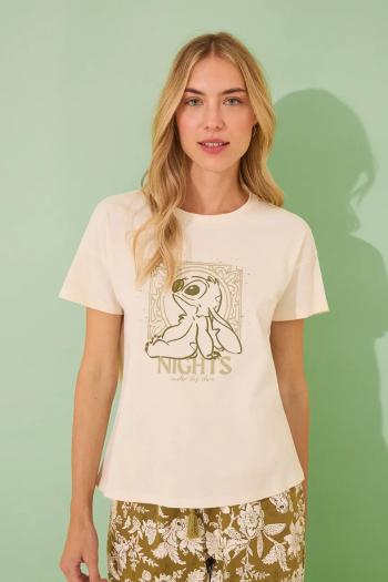 Pyžamo women'secret LILO & STITCH dámske, béžová farba, bavlnené, 3139906