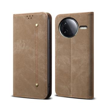 DENIM Peňaženkový kryt pre Xiaomi Poco F7 Ultra šedohnedý