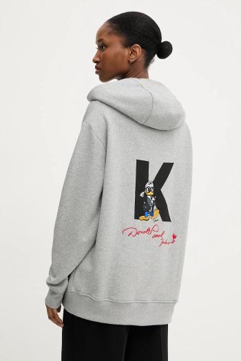 Mikina Karl Lagerfeld KL X DISNEY šedá farba, s kapucňou, s potlačou, A3W20062