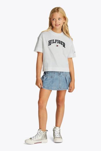 Detské bavlnené tričko Tommy Hilfiger biela farba, KG0KG08549