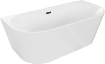 MEXEN/S - Oval vaňa voľne stojaca nástenná 180 x 80 cm, biela, sifón a prepad čierna 52671808000-70