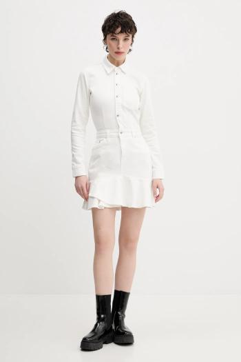 Rifľové šaty Karl Lagerfeld Jeans biela farba, mini, áčkový strih, A2W13046