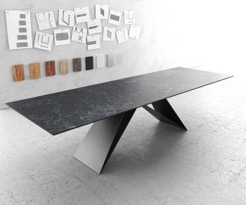 Jedálenský stôl Edge 300x100cm Laminam® keramický sivý podstavec