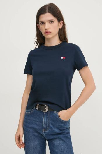 Bavlnené tričko Tommy Jeans dámske, tmavomodrá farba, DW0DW20153