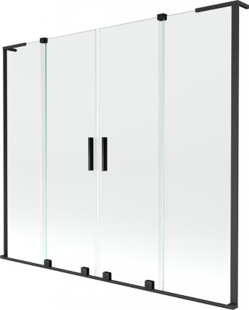MEXEN/S - Velar L Duo dvojkrídlová posuvná vaňová zástena 180 x 150, transparent, čierna 896-180-003-02-70