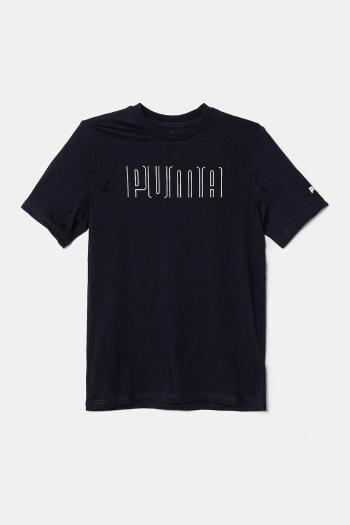 Detské bavlnené tričko Puma SPORT Graphic Tee tmavomodrá farba, s potlačou, 685850