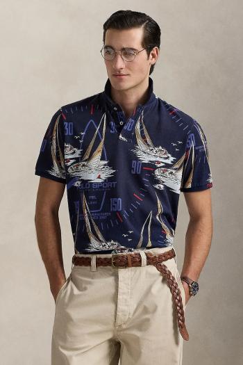Bavlnené polo tričko Polo Ralph Lauren tmavomodrá farba, vzorované, 710971785