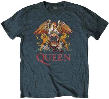 Queen Tričko Classic Crest Unisex Heather Blue XL