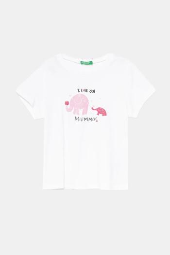 Detské bavlnené tričko United Colors of Benetton biela farba, 3I1XG10JJ