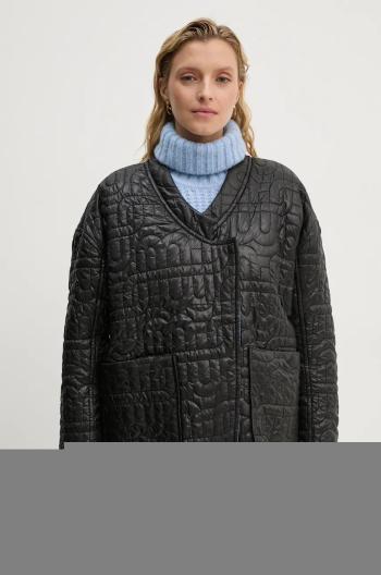 Obojstranná bunda MUNTHE TIMOTHIE dámska, čierna farba, prechodná, oversize, 243153524343