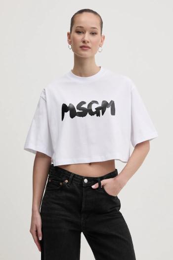 Bavlnené tričko MSGM dámske, biela farba, 3841MDM100.257002