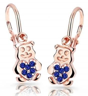 Cutie Jewellery Detské náušnice z ružového zlata Medvedíky C2751-10-X-4 modrá