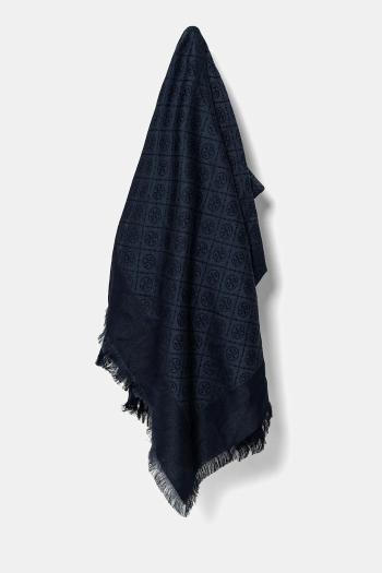 Šatka Tory Burch T Monogram Jacquard Traveler dámska, tmavomodrá farba, vzorovaná, 160570-405
