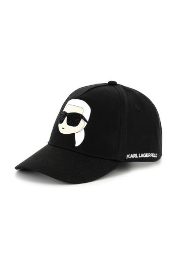 Detská bavlnená šiltovka Karl Lagerfeld čierna farba, s nášivkou, Z30387