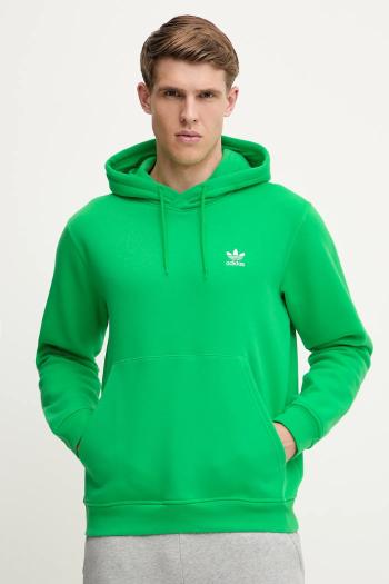 Mikina adidas Originals Essential zelená farba, s kapucňou, jednofarebná, JN0237