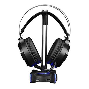 Marvo Podsvietený stojan na sluchátka HZ-04, 4x USB 3.0 HUB, čierny