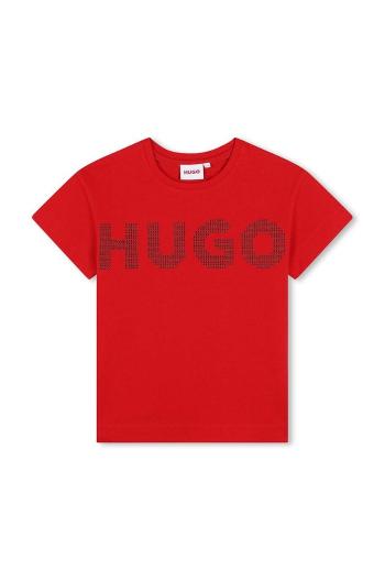 Detské bavlnené tričko HUGO červená farba, G00204