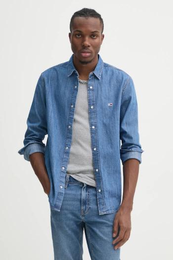 Rifľová košeľa Tommy Jeans pánska, regular, s klasickým golierom, DM0DM21102