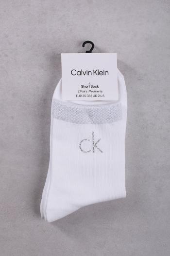 Biele ponožky CKJ Women Short Sock 2P Shiny Logo - dvojbalenie