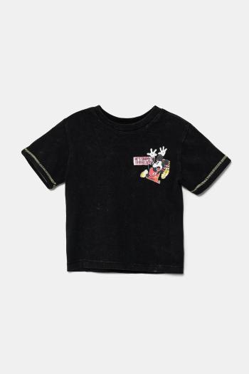 Detské bavlnené tričko Desigual x Disney čierna farba, s potlačou, 25SBTK11
