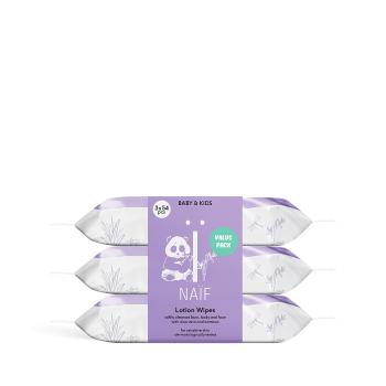 NAÏF Ošetrujúce vlhčené obrúsky s Aloe Vera pre deti a bábätká Baby & Kids (Lotion Wipes) 3 x 54 ks