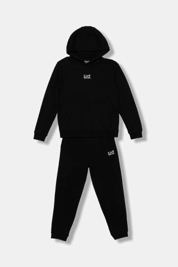 Detská bavlnená tepláková súprava EA7 Emporio Armani čierna farba, 7B000164 AF10368