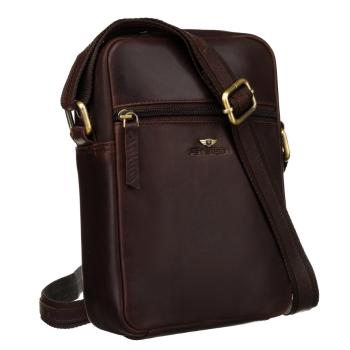 Hnedá kožená crossbody taška - Peterson