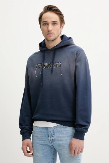 Bavlnená mikina The Kooples tmavomodrá farba, s kapucňou, s nášivkou, HSWE30019K