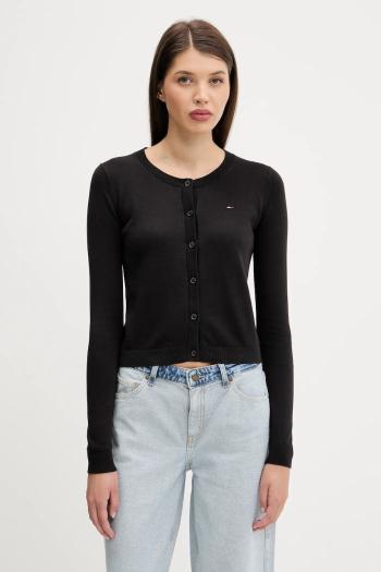 Bavlnený kardigán Tommy Jeans čierna farba, ľahké, DW0DW20976