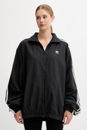 Mikina adidas Originals OVERSIZED TT dámska, čierna farba, s nášivkou, JD3392