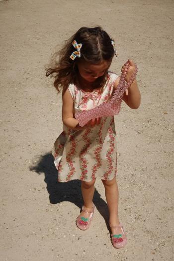 Dievčenské šaty Konges Sløjd SHEENY DRESS béžová farba, mini, rovný strih, KS102430
