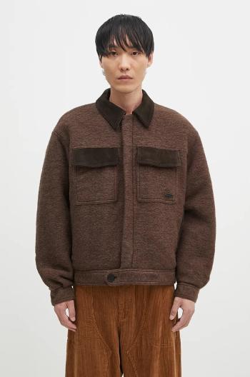 Vlnená bunda Filling Pieces Box Jacket hnedá farba, prechodná, oversize, 78614121933