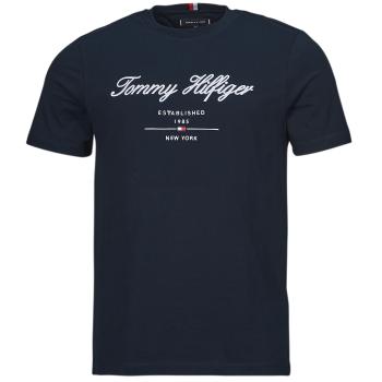 Tommy Hilfiger  SCRIPT LOGO TEE  Tričká s krátkym rukávom Námornícka modrá