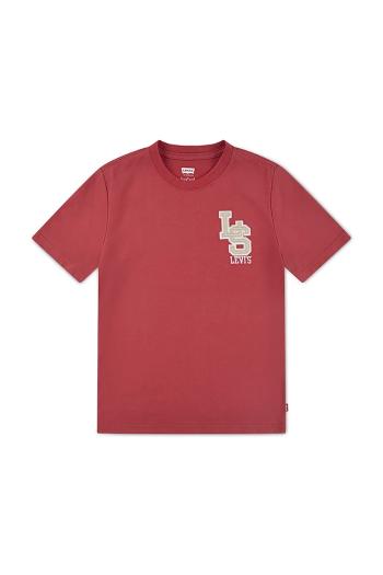 Detské tričko Levi's STREAMLINE MONOGRAM TEE červená farba, s nášivkou, 9EP035