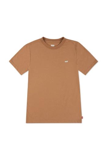 Detské bavlnené tričko Levi's LVB BATWING CHEST HIT hnedá farba, jednofarebné, 8EA100