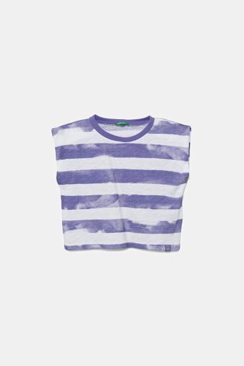 Detské bavlnené tričko United Colors of Benetton fialová farba, 3SL3C10OW