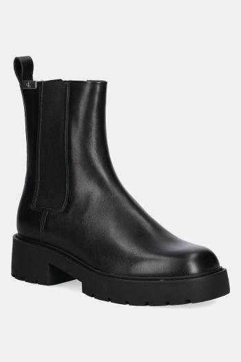 Kožené topánky chelsea Calvin Klein Jeans COMBAT MID CHELSEA BOOT HW LTH čierna farba, na platforme, YW0YW01869