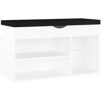 Lavica s botníkom a poduškou biela 80 × 30 × 47 cm drevotrieska, 326759