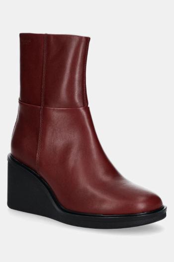 Kožené členkové topánky Vagabond Shoemakers DEENA dámske, bordová farba, na kline, 5832-101-42