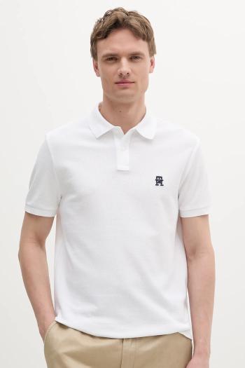 Bavlnené polo tričko Tommy Hilfiger pánske, biela farba, s nášivkou, MW0MW33167