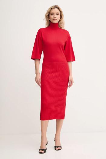 Šaty Twinset červená farba, midi, priliehavé, 252LI3BDD
