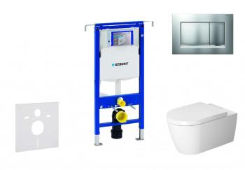 GEBERIT - Duofix Modul na závesné WC s tlačidlom Sigma30, matný chróm/chróm + Duravit ME by Starck - WC a doska, Rimless, SoftClose 111.355.00.5 NM7