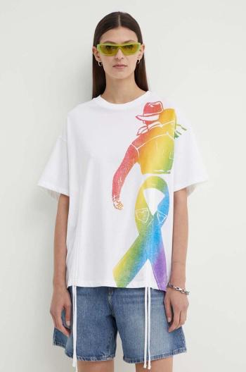 Bavlnené tričko Levi's Pride dámske, biela farba