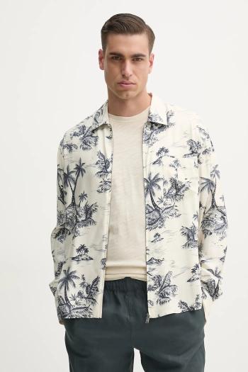 Košeľa ZADIG&VOLTAIRE pánska, béžová farba, voľný strih, s klasickým golierom, WMSH01324